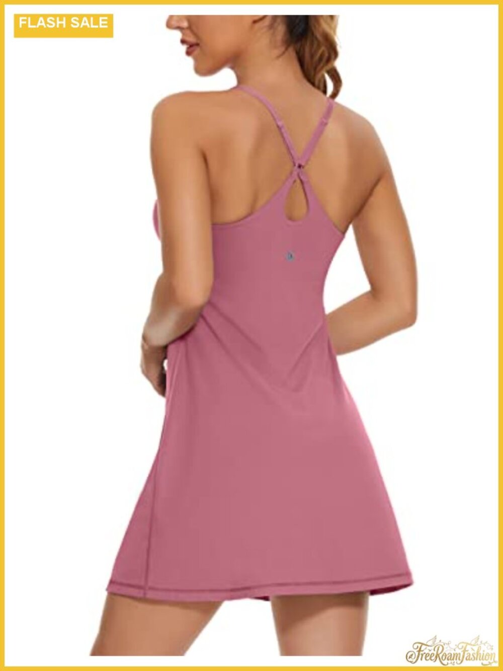 Women's 2-in-1 Tennis Golf Dress with Built-in Bra & Shorts Pockets Adjustable